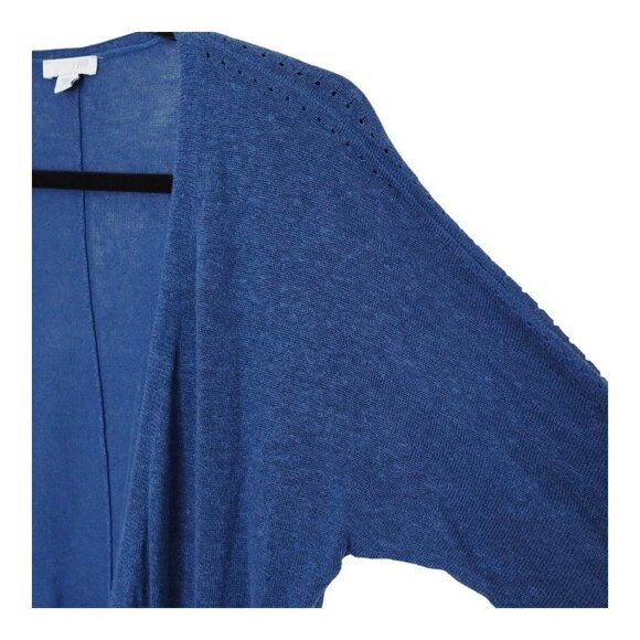 J.Jill‎ Linen Blend Open Front Cardigan Blue Open Front 3/4 Sleeve Sz S - Picture 4 of 10